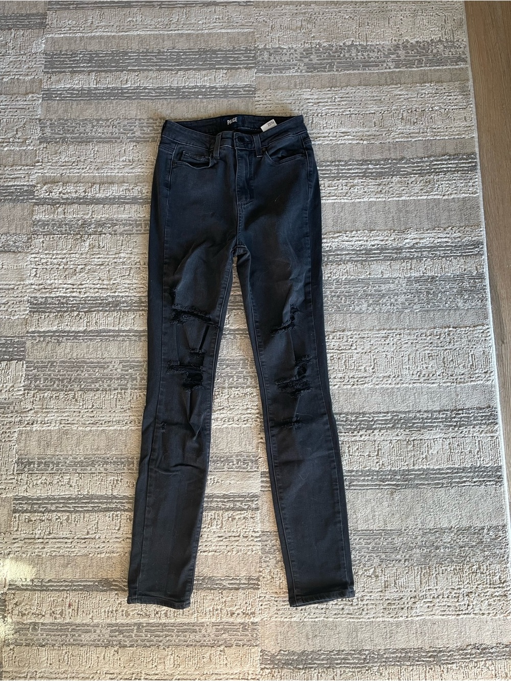 PAIGE Black Ripped Skinny Jeans